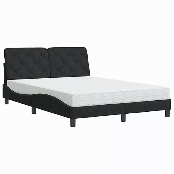 vidaXL Bettgestell Bett mit Matratze Schwarz 140x200 cm Samt Bettgestell günstig online kaufen