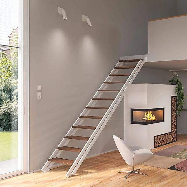 Treppen Intercon Raumspartreppe London Stahlwangentreppe Polar-Weiß mit Stu günstig online kaufen