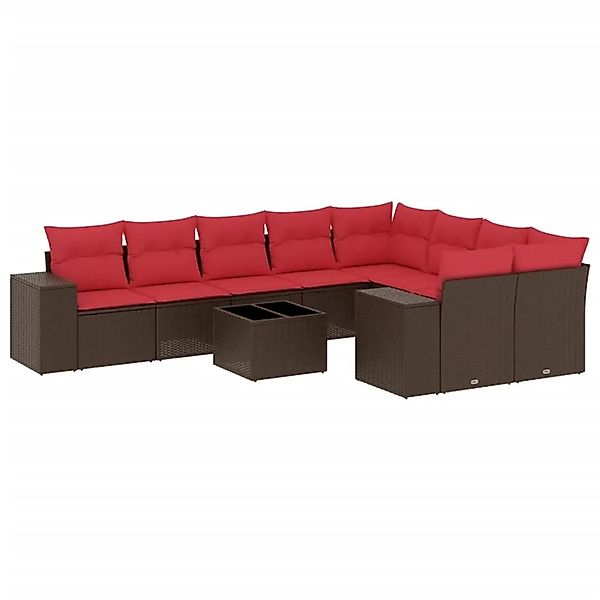 vidaXL 10-Tlg Gartensofa-Set mit Kissen Braun Polyrattan 3223053 günstig online kaufen