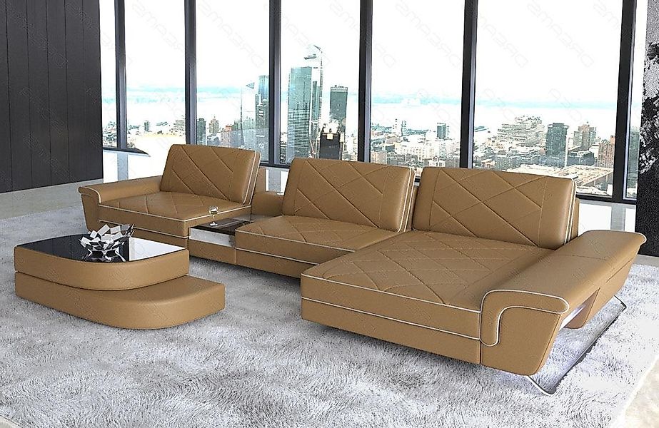 Sofa Dreams Ecksofa Leder Sofa Bari L Form Ledersofa, Couch, mit LED, verst günstig online kaufen