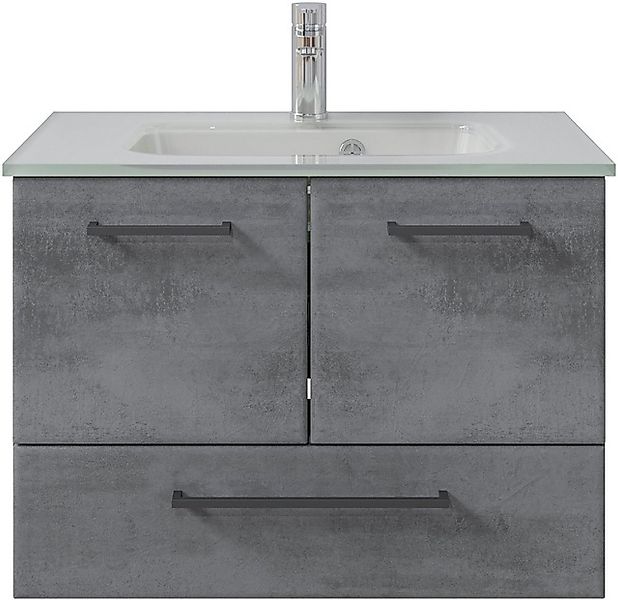 Saphir Badmöbel-Set "Quickset 945 Glas-Waschtisch mit Unterschrank, 74 cm b günstig online kaufen