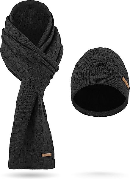 normani Strickmütze Winterset aus Merinowolle Schal und Mütze Muster günstig online kaufen
