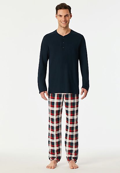 Schiesser Schlafanzug "Family" Rundhalsausschnitt mit Knopfleiste, Brusttas günstig online kaufen