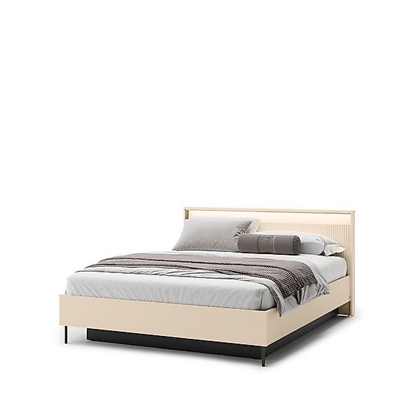 Friderik-EU Polsterbett mit LED-Beleuchtung TREND TS-03 – Sandbeige/Schwarz günstig online kaufen