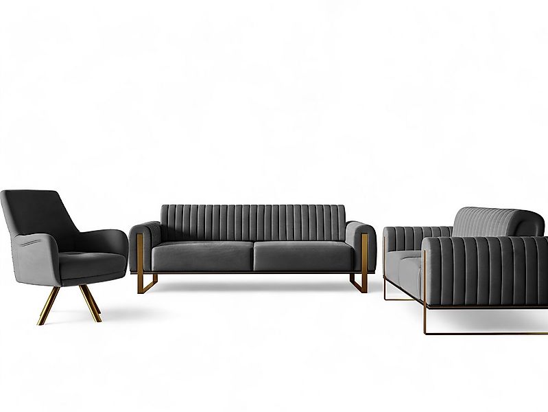 Fun Möbel Polstergarnitur Sofaset Designersofas VALERIE 3-2-1 in Stoff Elis günstig online kaufen