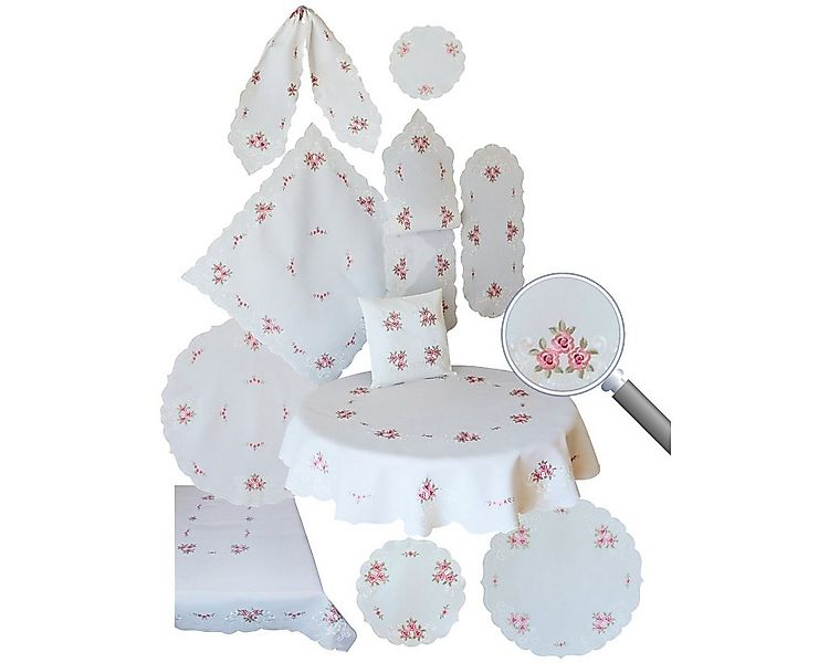 matches21 HOME & HOBBY Tischdecke Tischdecke MARGIT Stickerei Rosenmotiv we günstig online kaufen