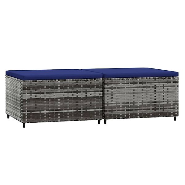 vidaXL Gartenhocker mit Kissen 2 Stk. Grau Poly Rattan 2 günstig online kaufen