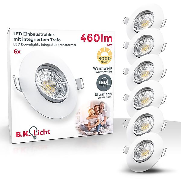 B.K.Licht LED Einbaustrahler 6er SET Einbauspots günstig online kaufen