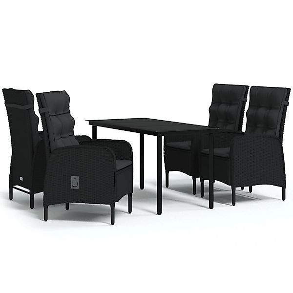 vidaXL 5-Tlg Garten-Essgruppe mit Kissen Schwarz 3099355 günstig online kaufen