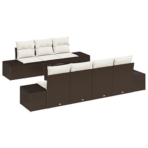 vidaXL Loungesofa 8-teiliges Garten Sofa Set mit Kissen Braun Poly Rattan, günstig online kaufen