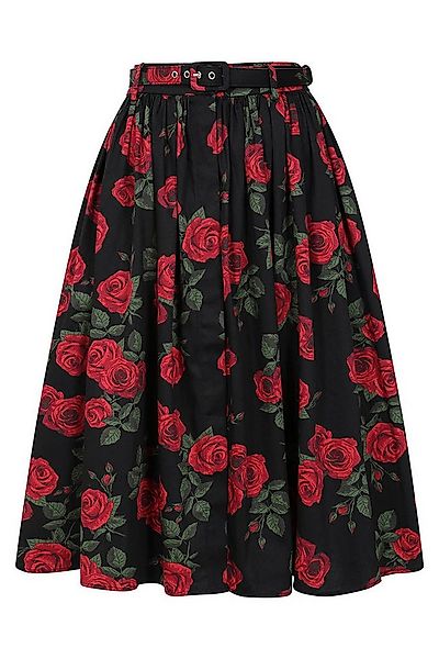 Banned A-Linien-Rock Millie Rose Swing Rockabilly Vintage Rosen Gürtel günstig online kaufen