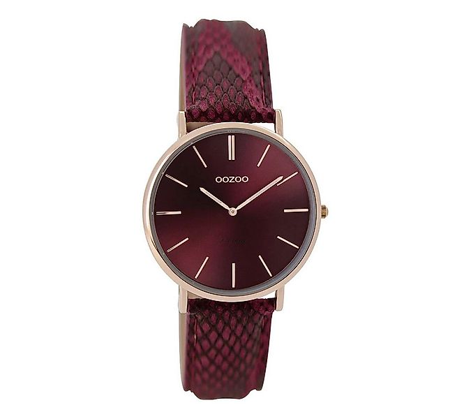 OOZOO Quarzuhr Damenuhr C9306 – Bordeaux Zifferblatt, roségoldenes Gehäuse, günstig online kaufen