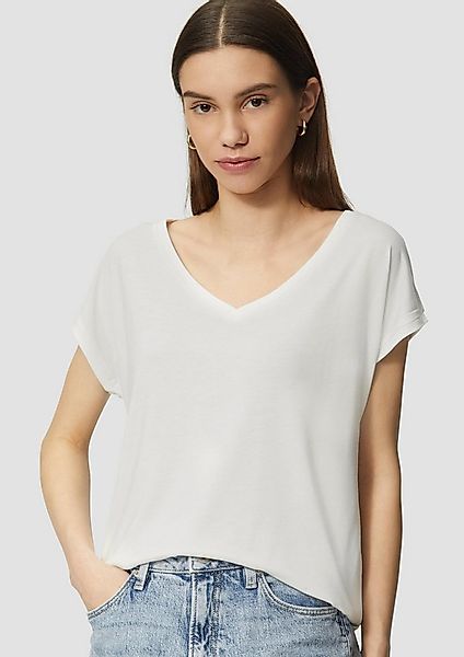 QS Kurzarmshirt T-Shirt Locker geschnittenes T-Shirt im Modalmix günstig online kaufen