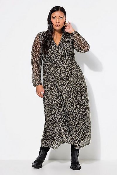 Studio Untold Maxikleid Maxi-Meshkleid A-Line Leo-Print Ballonärmel günstig online kaufen