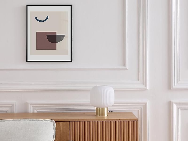 Tischlampe – gebürstetes Messing und strukturiertes Weißglas – Ø 20 x H 24 günstig online kaufen