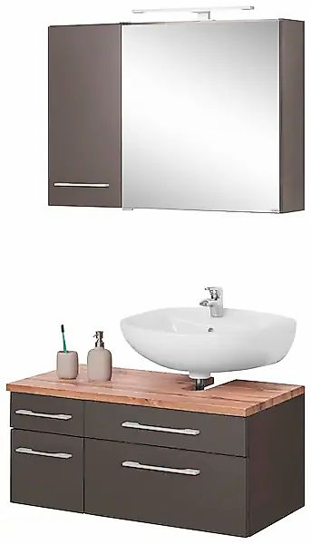 welltime Badmöbel-Set »Davos« 3 Stk. tlg. mit LED-Beleuchtung, Hängeschrank günstig online kaufen