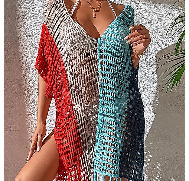RWEUOQ Strandkleid Damen Sexy Gestrickte Bikini Cover Up Strandponcho Stran günstig online kaufen