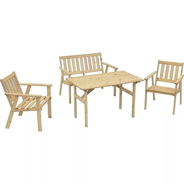 MERXX Garten-Essgruppe "Sylt", (4 tlg., 2x Sessel, 1x Bank, 1x Tisch) günstig online kaufen