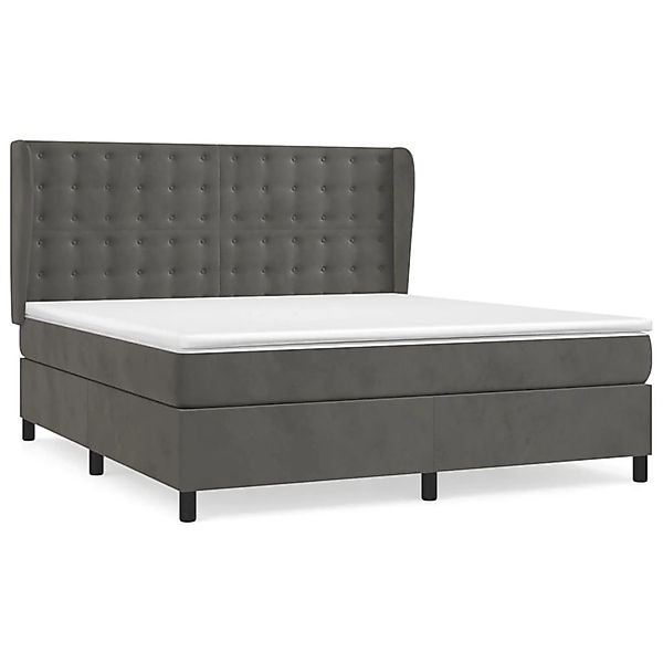 vidaXL Boxspringbett mit Matratze Dunkelgrau 160x200 cm Samt1378802 günstig online kaufen