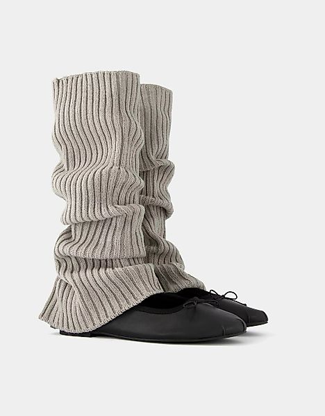 Bershka Ballerinas Mit Sock-Boots Damen 37 Schwarz günstig online kaufen