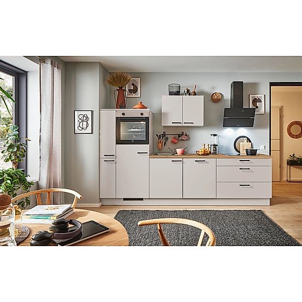 pino Küchenzeile 300 cm Kaschmirgrau Anschlag,inks 1 Geräte-. 1 Seitenschra günstig online kaufen