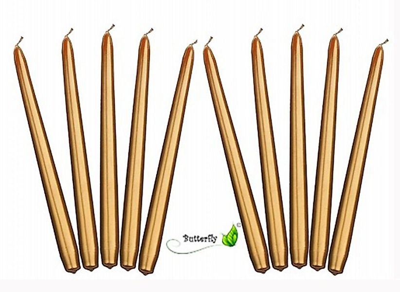 partydeco Spitzkerze, Spitzkerzen 24cm Gold, 10 Stück günstig online kaufen