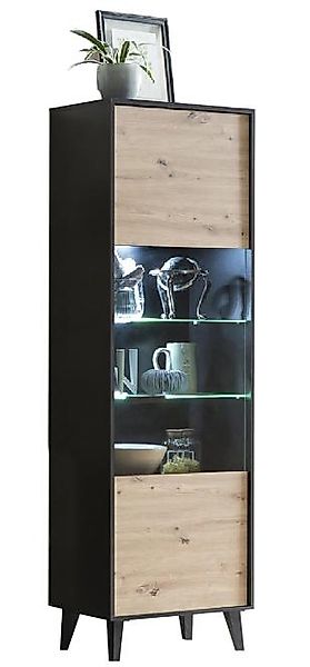 ARTONA 010 Hochvitrine/Front:Dekor Artisan Eiche/Korpus:Schwarz günstig online kaufen