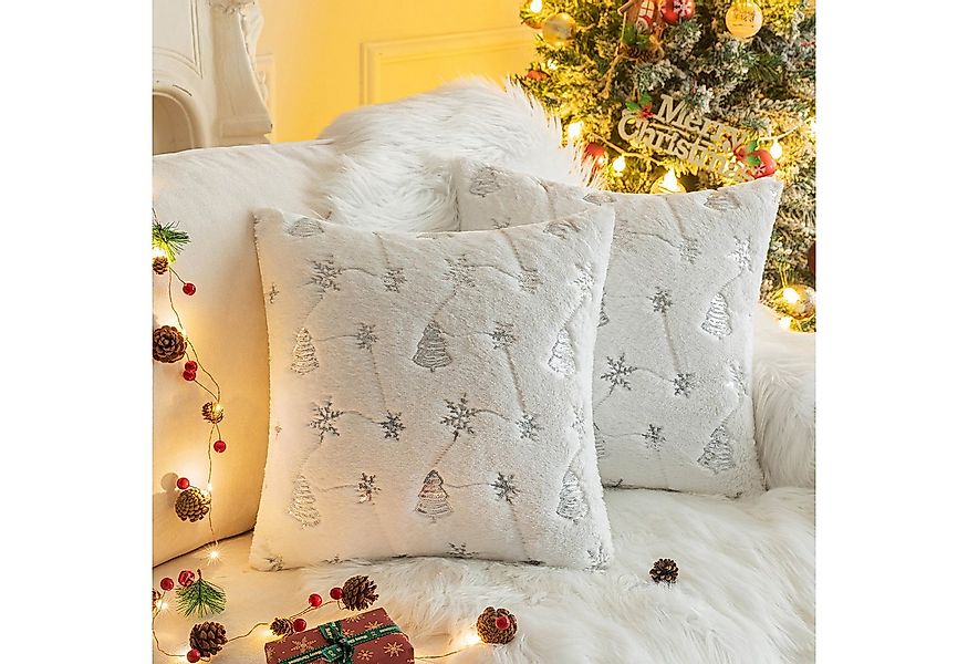 Qelus Kissenbezüge Kissenbezug Weihnachtsbaum Schneeflocke Bestickt Kissenb günstig online kaufen