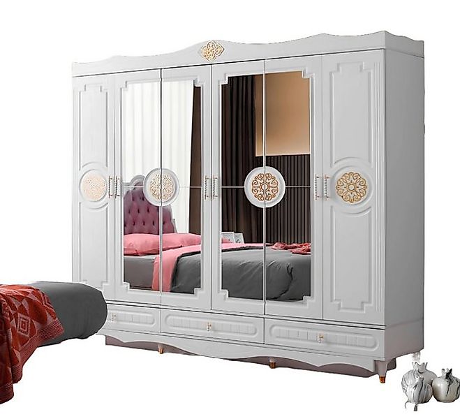JVmoebel Kleiderschrank Weißer Kleiderschrank Designer Schlafzimmer Möbel 6 günstig online kaufen