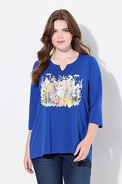 Ulla Popken T-Shirt Shirt Blüten A-Linie Tunika-Ausschnitt 3/4-Arm günstig online kaufen