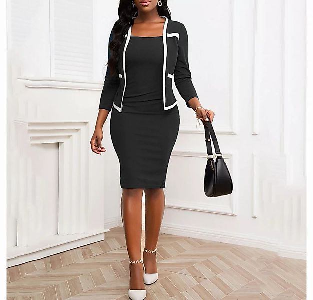 KIKI A-Linien-Kleid Elegantes Business-Retro-Slim-Kleid für geschäftliche A günstig online kaufen