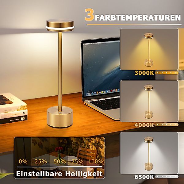 Nettlife LED Tischleuchte Kabellos Nachttischlampe Touch günstig online kaufen