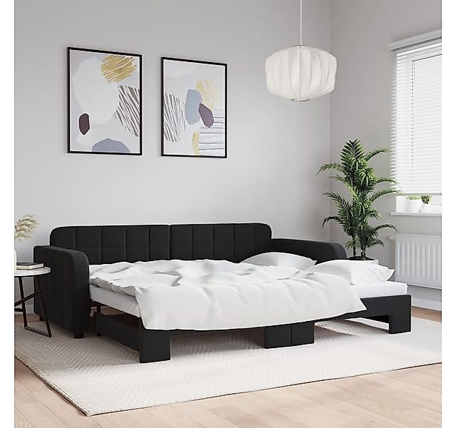 vidaXL Bett, Tagesbett Ausziehbar Schwarz 90x200 cm Samt günstig online kaufen