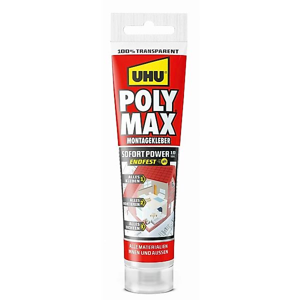 UHU Poly Max Montagekleber Sofort Power Transparent Tube 115 g günstig online kaufen