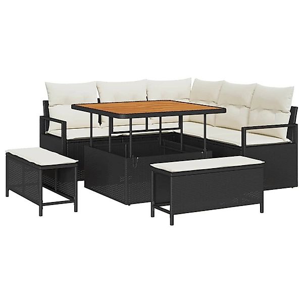 vidaXL Garten-Sofa-Set mit Kissen 8-Tlg Schwarz Poly Rattan 3362515 günstig online kaufen