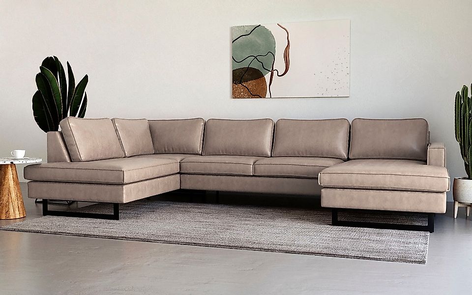 Places of Style Wohnlandschaft "Pinto, 350 cm, U-Form, XXL, mit Ottomanen", günstig online kaufen