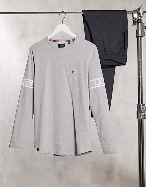 Le Breve – Langärmliges Lounge-Shirt mit Print in Grau günstig online kaufen
