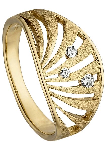 JOBO Fingerring "Ring mit 3 Diamanten 0,10 ct.", 585 Gold eismatt günstig online kaufen