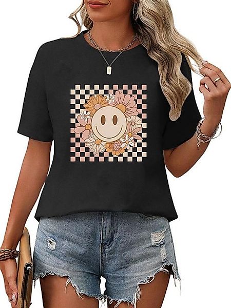 PYL Kurzarmshirt Damen Sommer Casual T-Shirt mit Niedlich Karikatur Print T günstig online kaufen