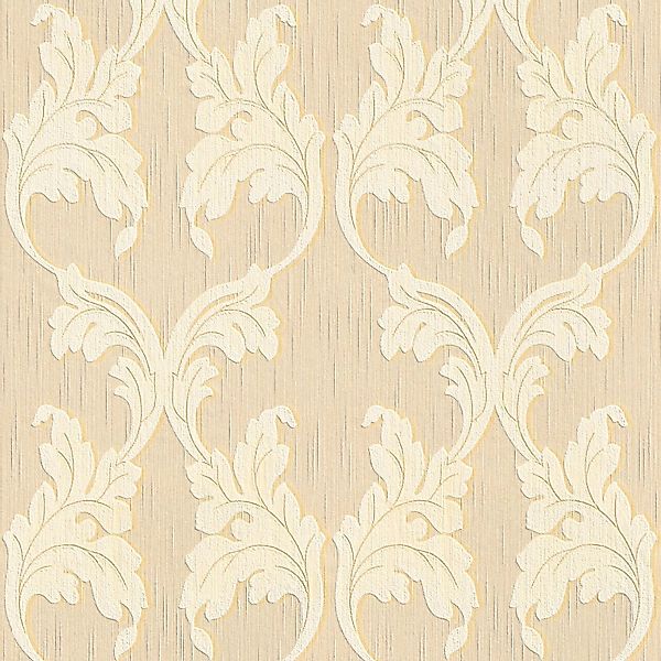 PROFHOME 956282-GU Textiloptik Tapete Barock Matt Beige Gelb 0,53 m x 10,05 günstig online kaufen