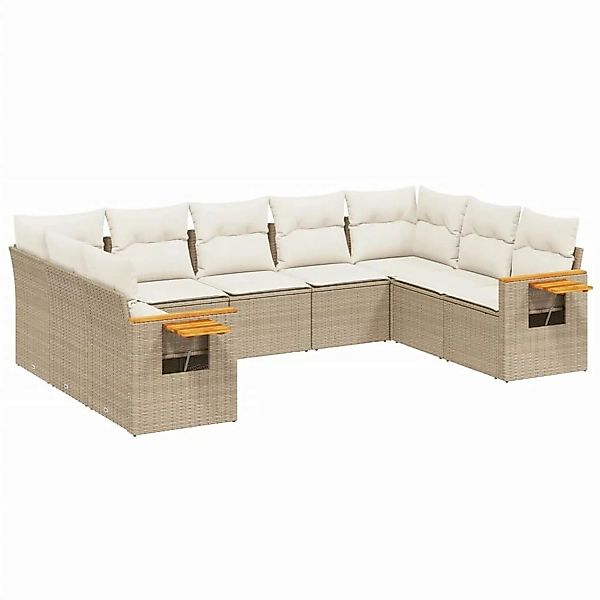 vidaXL 9-tlg Garten-Sofagarnitur mit Kissen Beige Poly Rattan Modell 102 günstig online kaufen