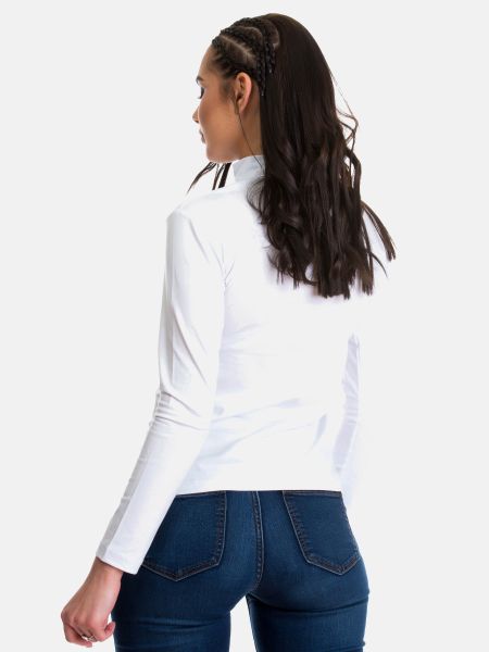 Evoni Langarmshirt Halbkragen Baumwolle Basic-Shirt günstig online kaufen