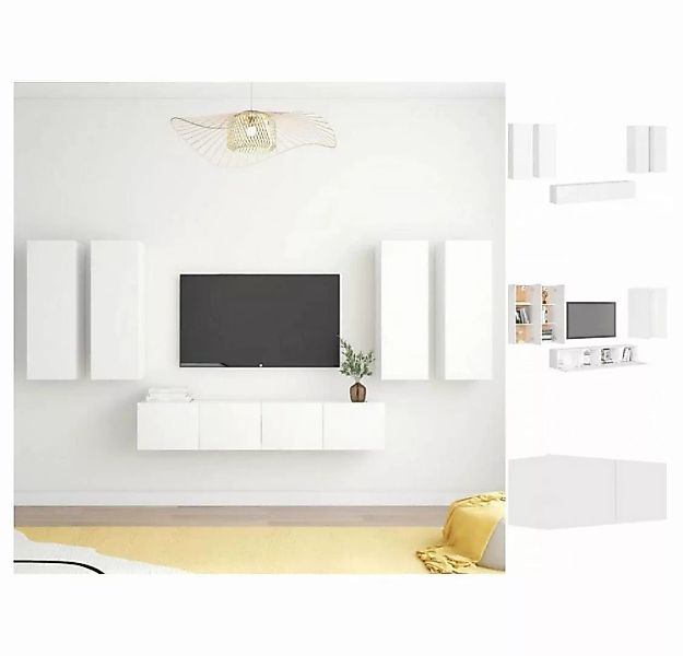vidaXL TV-Schrank 6-tlg TV-Schrank-Set Weiß Spanplatte günstig online kaufen