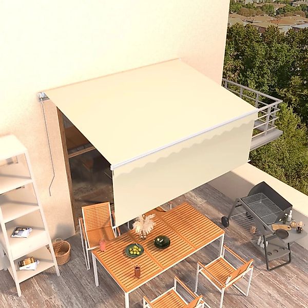 furnicato Markise Manuell Einziehbar mit Rollo 3,5x2,5 m Creme günstig online kaufen