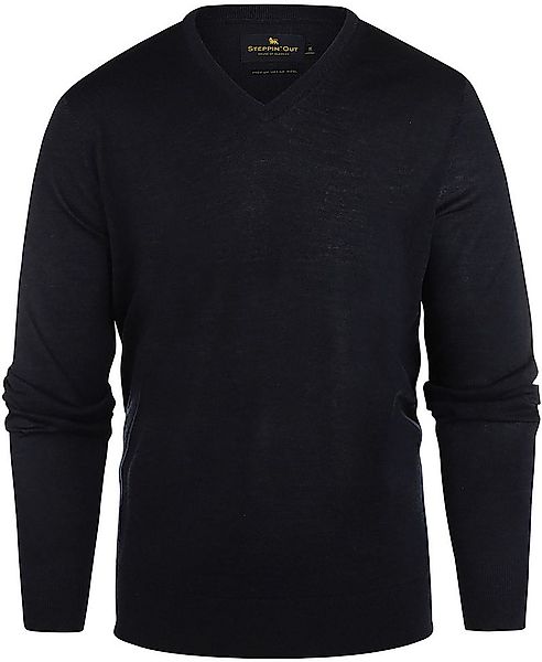 Steppin' Out Pullover V-Ausschnitt Merinowolle Navy - Größe 3XL günstig online kaufen