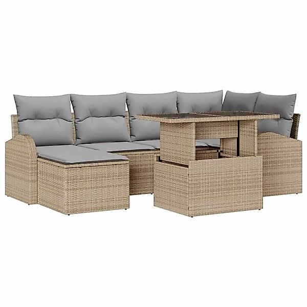 vidaXL Garten-Sofa-Set mit Kissen 7-Tlg Beige und Hellgrau 3348676 günstig online kaufen