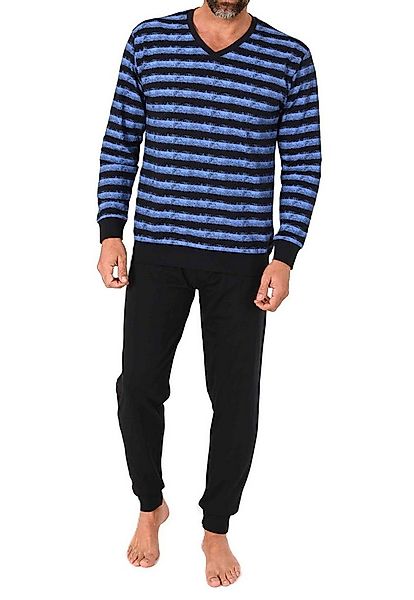 Normann Pyjama Normann Herren langarm Pyjama mit Bündchen in toller Streife günstig online kaufen