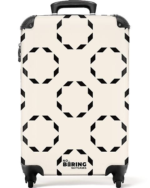 NoBoringSuitcases.com© Hartschalen-Trolley Beige mit schwarzen Kreisen günstig online kaufen