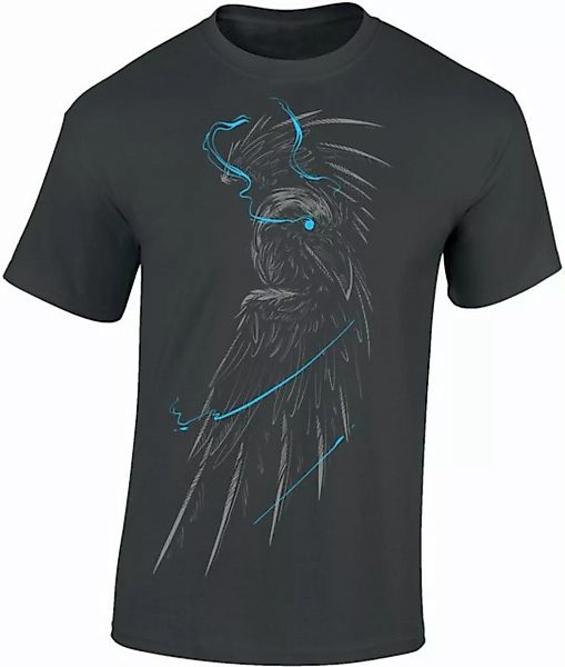 Baddery Print-Shirt Wikinger Tshirt, Blauer Rabe, Viking Shirt Männer, hoch günstig online kaufen