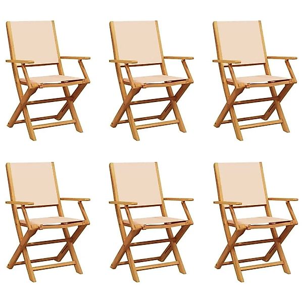 vidaXL Gartenstühle 6 Stk Klappbar Beige Stoff und Massivholz 3214584 günstig online kaufen